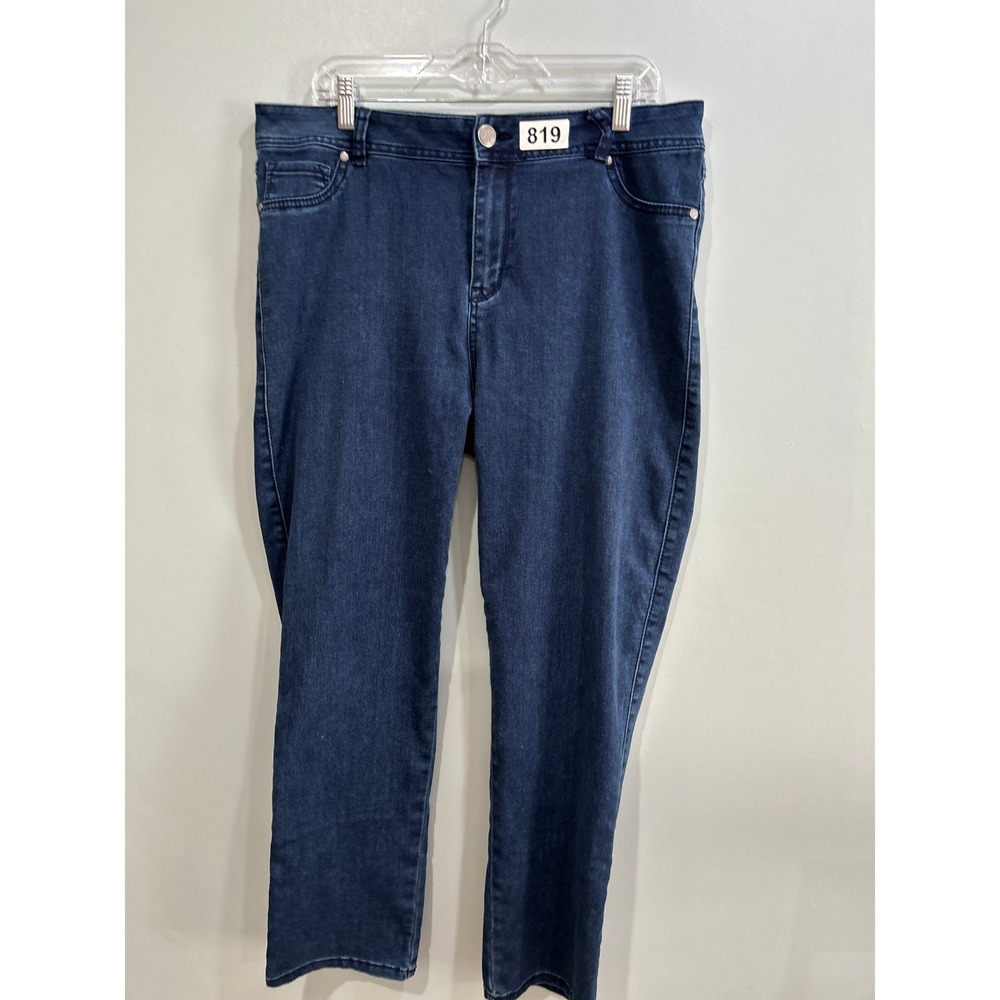 Avenue Denim Womens Straight Leg Jeans Dark Wash Blue Size 16 Average Stretch